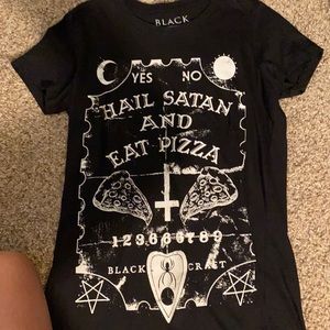 Blackcraft cult “hail satan and eat pizza” women’s tee
